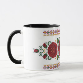 Ukrainian traditional vushuvanka folk pattern rose mok