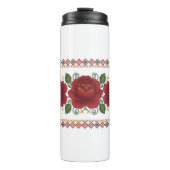 Ukrainian traditional vushuvanka folk pattern rose thermosbeker (Voorkant)