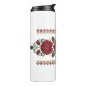 Ukrainian traditional vushuvanka folk pattern rose thermosbeker (Gedraaid links)