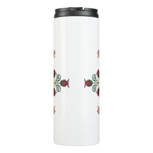 Ukrainian traditional vushuvanka folk pattern rose thermosbeker (Achterkant)