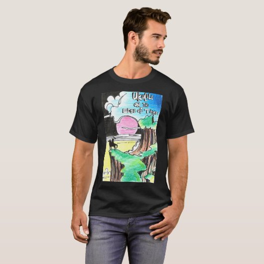 Ukulele aan de rand van de tijd t-shirt (Voorkant volledig)