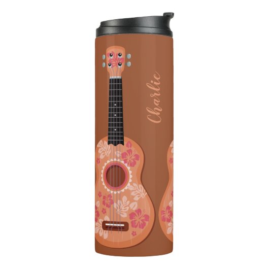 Ukulele aangepaste naam tumbler thermosbeker (Gedraaid links)