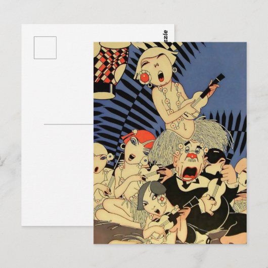 “Ukulele Band” 1927 Omslag door J Carlos Briefkaart (Voorkant / Achterkant)