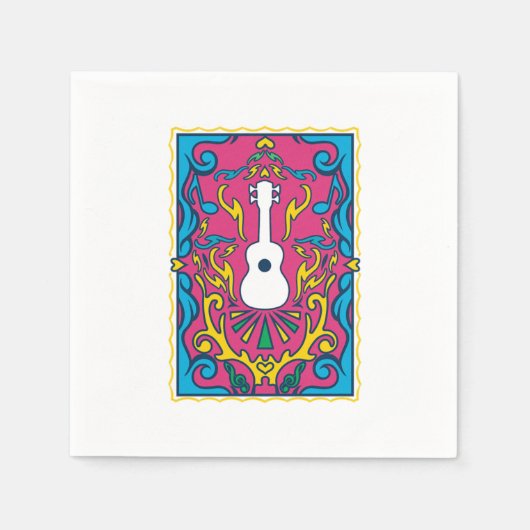 Ukulele Beach Hawaii Instrument Party Music Gift Servet (Voorkant)