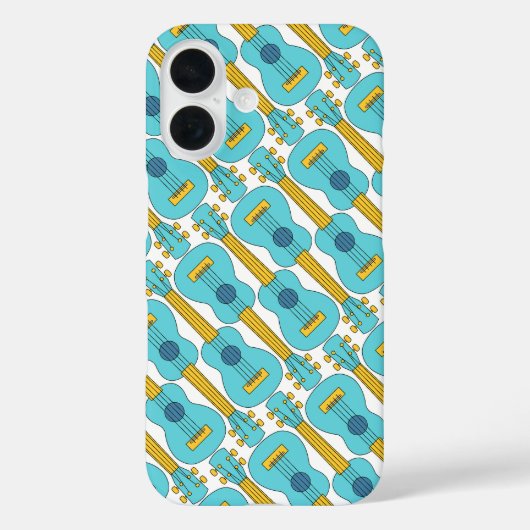 Ukulele blauw en wit patroon Case-Mate iPhone case (Achterkant)
