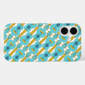 Ukulele blauw en wit patroon Case-Mate iPhone case (Achterkant (horizontaal))