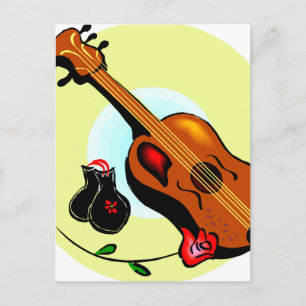 Ukulele Castanets Roos Design Graphic Musical Briefkaart