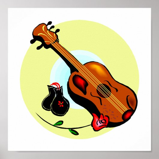 Ukulele Castanets Roos Design Graphic Musical Poster (Voorkant)