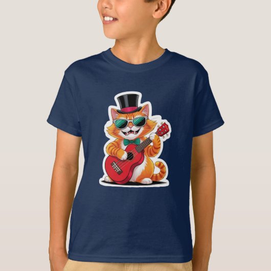 Ukulele Cat Serenade T-shirt (Voorkant)