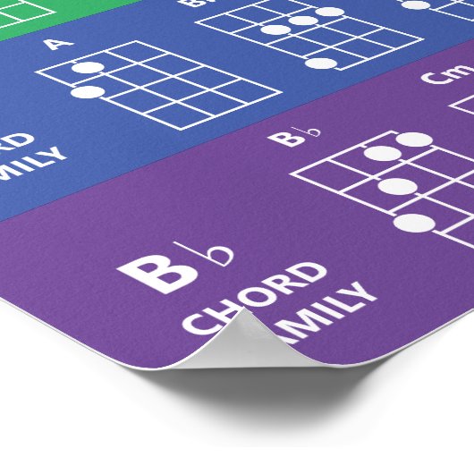 Ukulele Chord Families Rainbow/White Fun Reference Poster (Hoek)