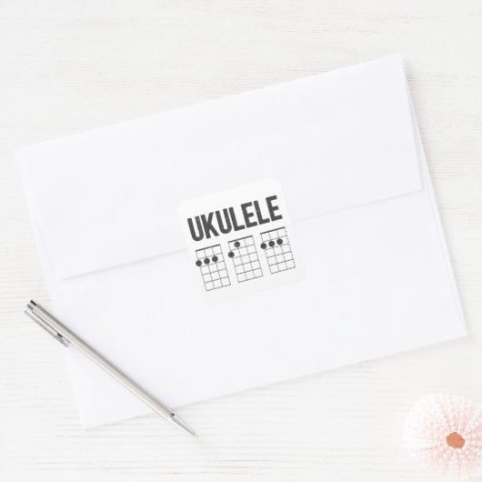 Ukulele chrods dad vierkante sticker (Envelop)