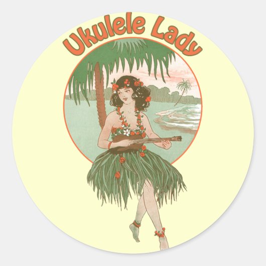 Ukulele dame #1 Sticker (Voorkant)