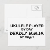 Ukulele Deadly Ninja bij nacht Briefkaart (Voorkant / Achterkant)