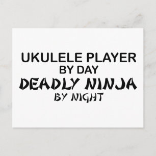 Ukulele Deadly Ninja bij nacht Briefkaart