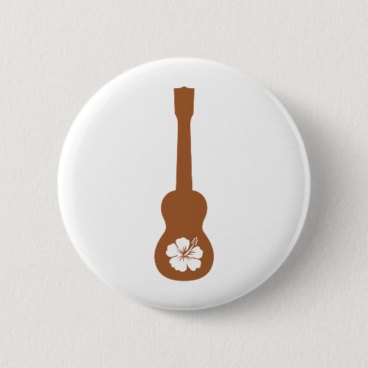Ukulele en hibisbus ronde button 5,7 cm (Voorkant)