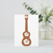 Ukulele en witte hibiscus briefkaart (Staand voorkant)