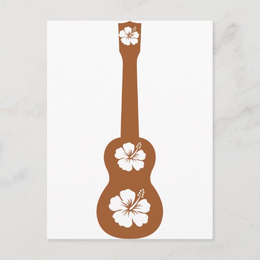 Ukulele en witte hibiscus briefkaart (Voorkant)