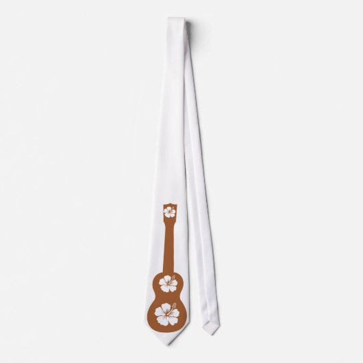 Ukulele en witte hibiscus stropdas (Voorkant)