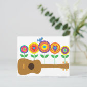 Ukulele Flowers Briefkaart (Staand voorkant)