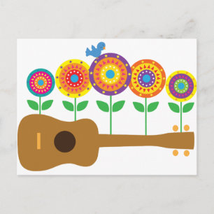 Ukulele Flowers Briefkaart