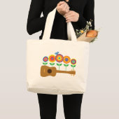 Ukulele Flowers Grote Tote Bag (Voorkant (product))
