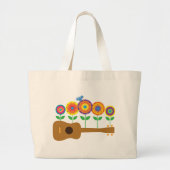 Ukulele Flowers Grote Tote Bag (Voorkant)