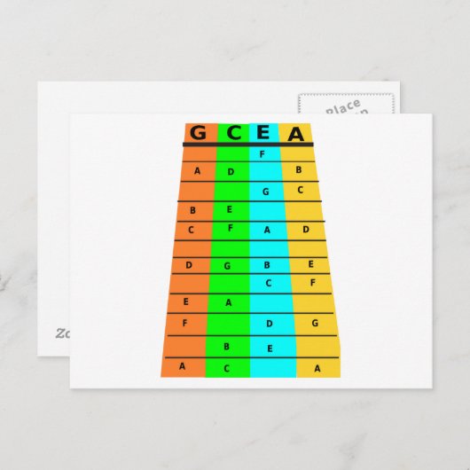 Ukulele Frets en noten Briefkaart (Voorkant / Achterkant)