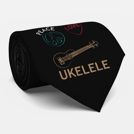 Ukulele Gift- Peace Love Ukelele Uke Love Stropdas (Opgerold)