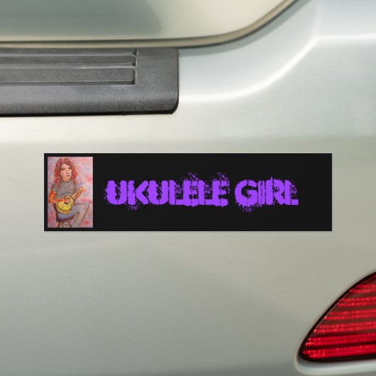 Ukulele Girl Bumpersticker (Op auto)