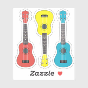 Ukulele gitaar in kleur pack sticker