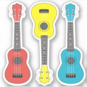 Ukulele gitaar in kleur pack sticker (Voorkant)