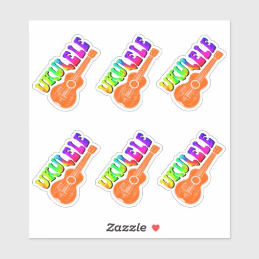 Ukulele Groovy Tekst Kunst Prints Sticker (Vel)