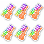 Ukulele Groovy Tekst Kunst Prints Sticker (Voorkant)