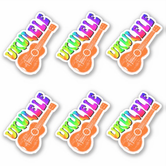 Ukulele Groovy Tekst Kunst Prints Sticker (Voorkant)