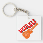 Ukulele Groovy Tekst Kunst Sleutelhanger (voorkant)