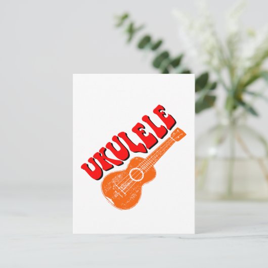 Ukulele Groovy Text Art Briefkaart (Staand voorkant)