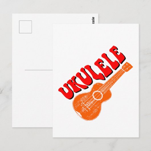 Ukulele Groovy Text Art Briefkaart (Voorkant / Achterkant)