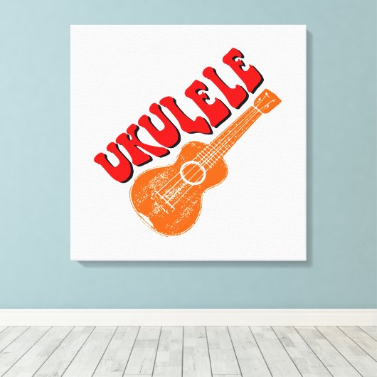 Ukulele Groovy Text Art Canvas Afdruk (Insitu (Houten vloer))