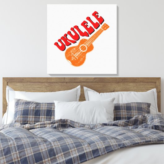 Ukulele Groovy Text Art Canvas Afdruk (Insitu (Slaapkamer))