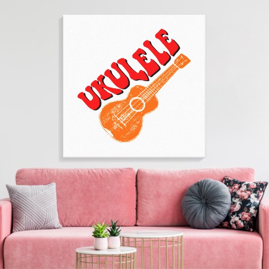 Ukulele Groovy Text Art Canvas Afdruk (Insitu (Woonkamer))