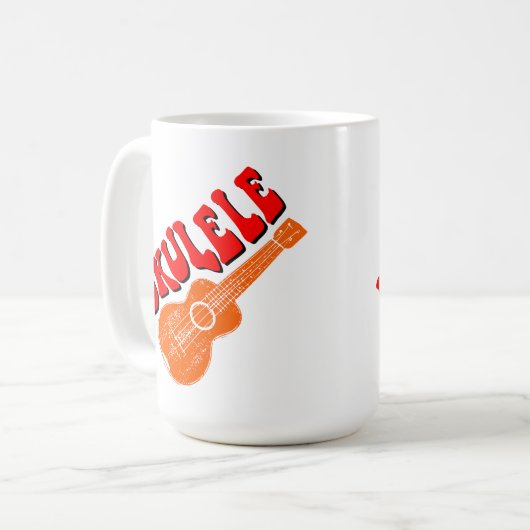 Ukulele Groovy Text Art Koffiemok (Voorkant links)
