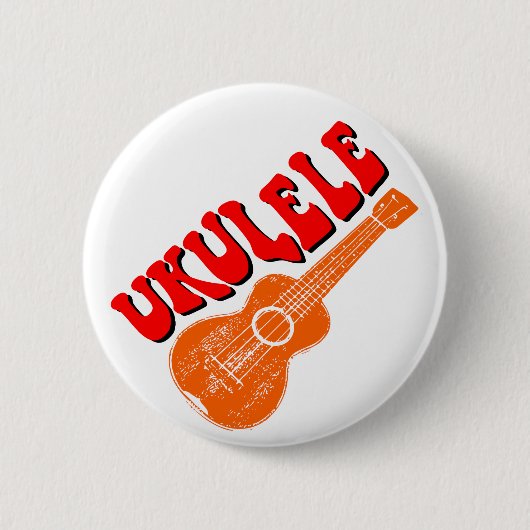 Ukulele Groovy Text Art Ronde Button 5,7 Cm (Voorkant)