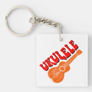 Ukulele Groovy Text Art Sleutelhanger