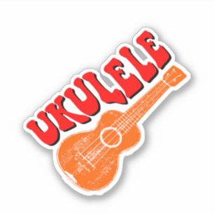 Ukulele Groovy Text Art Sticker