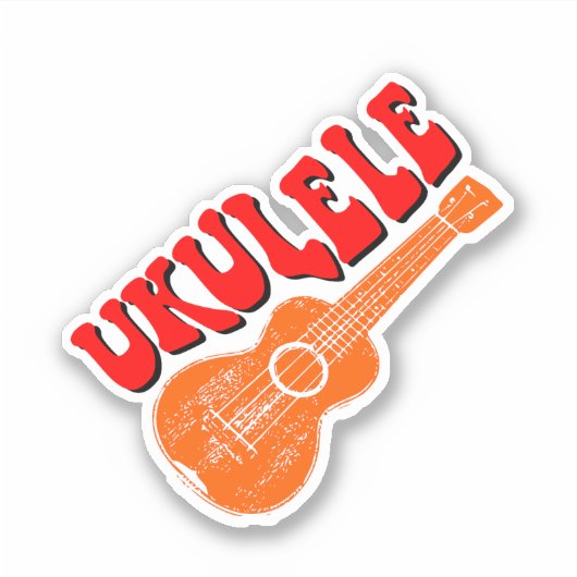 Ukulele Groovy Text Art Sticker (Voorkant)