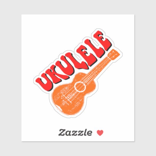 Ukulele Groovy Text Art Sticker (Vel)