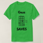 Ukulele Gsus redt Jesus Saves Uke Chord 1 T-shirt (Design voorkant)