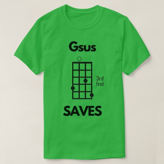 Ukulele Gsus redt Jesus Saves Uke Chord 1 T-shirt (Design voorkant)
