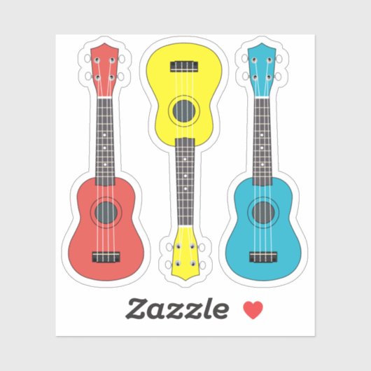 Ukulele guitar. 3 pcs, kleur sticker (Vel)