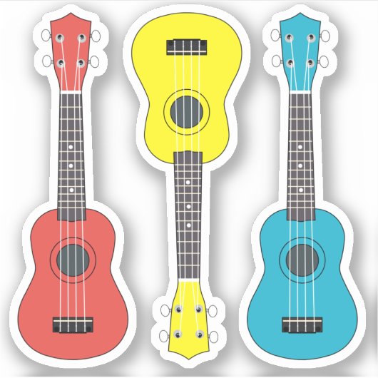 Ukulele guitar. 3 pcs, kleur sticker (Voorkant)
